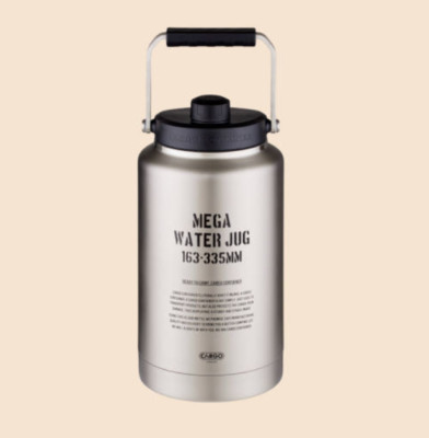 Cargo Container 3.8 L Large Capacity Camping Water Jug Metal Silver+Cover Set