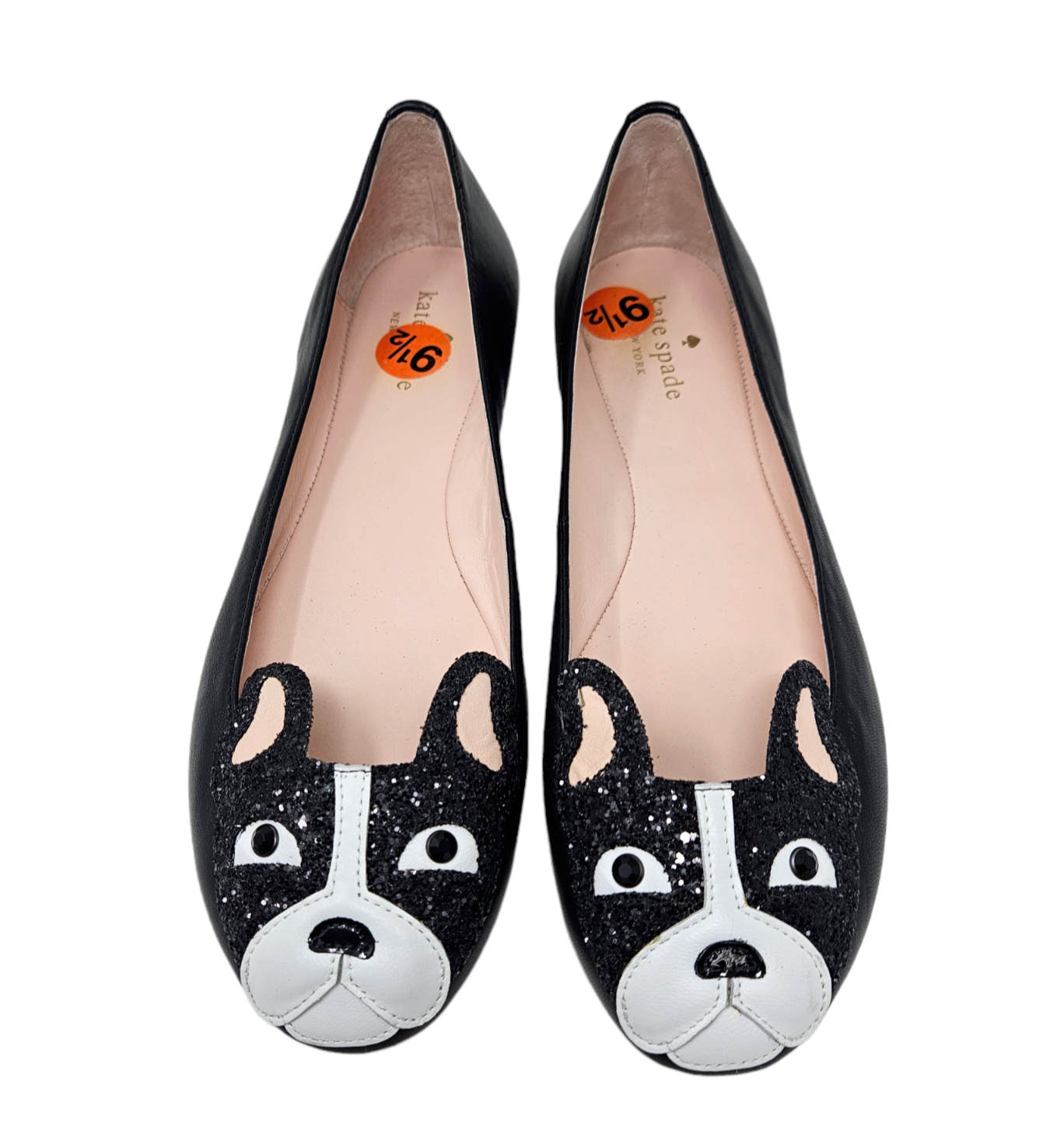 KATE SPADE Boston Terrier Ballet Flats Black White Shoes French Bulldog