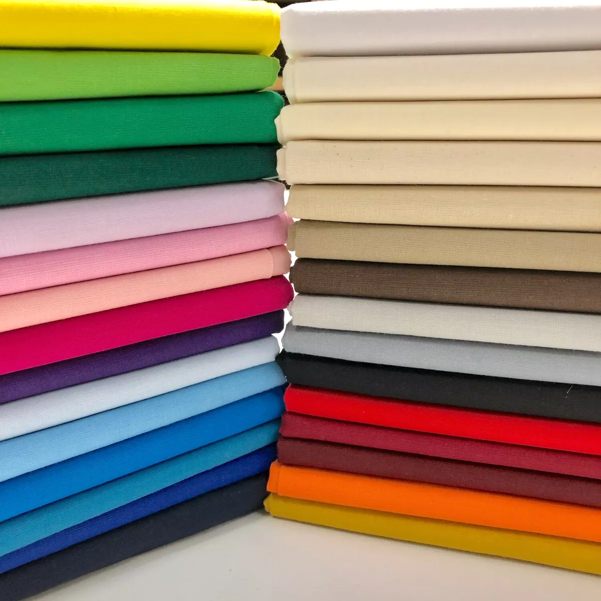 Plain Solid 100% Cotton Fabric Sheeting Craft 60 150cms Wide 150GSM 30+  Colours