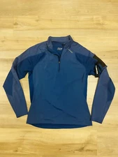 SUGOI Cycling Shirt Size L Long Sleeve 1/4 Zip Pull Over Blue Athletic Biking