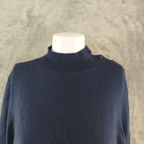 NWT 100% Merino Wool Charter Club Sweater LARGE(12-14) Blue Pullover Mock neck - Picture 3 of 14