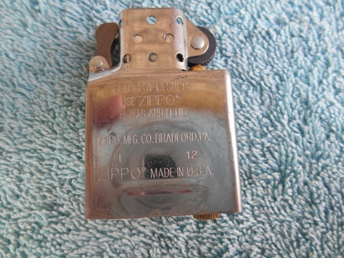 NEW VINTAGE NEVER FIRED ZIPPO STANDARD LIGHTER INSERT ONLY! DATED I-2012