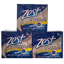 (3) 3 Packs Zest Energizing Effects 4oz Bar Soap Ocean Energy 9 Bars New