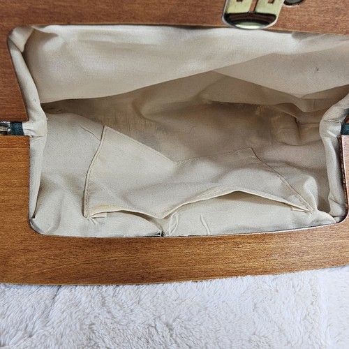 Vintage Flower Design Women's Purse Hand Bag Wood Closure With Metal Clip - Picture 15 of 16