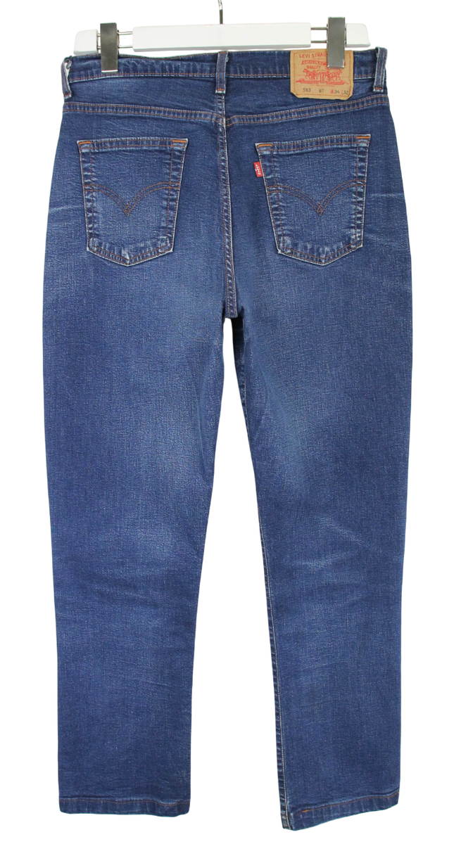 LEVI's 583 87 Jeans Women's W34 L28 Whiskers Faded Blue Zip Fly