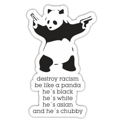 Aufkleber Wetterfest Destroy Racism be like a PANDA Gegen Rassismus spruch demo 