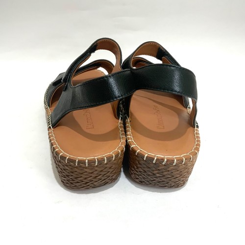 L'Amour Des Pieds Yahya Black Leather Wedge Platform Ankle Strap Sandals 8.5 - Picture 8 of 12