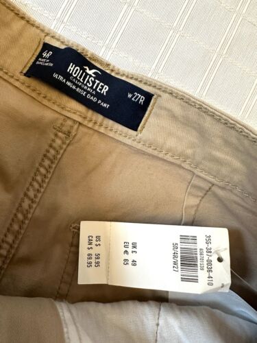 Hollister Ultra High Rise Dad Pant Khaki Chino Cargo 4R 4 27 New Abercrombie - Picture 3 of 16