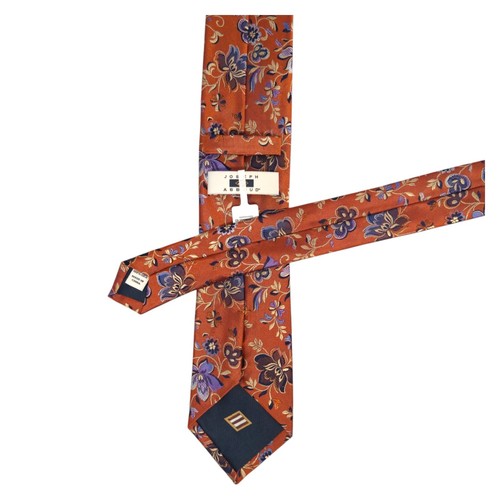 JOSEPH ABBOUD Mens Silk Floral Tie Terracotta Orange Woven 3.0 Classic Necktie - Picture 4 of 4