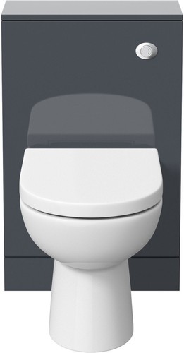 500mm Bathroom Toilet Back To Wall Furniture Unit Pan Soft Close Seat Gloss Grey - Picture 3 of 11