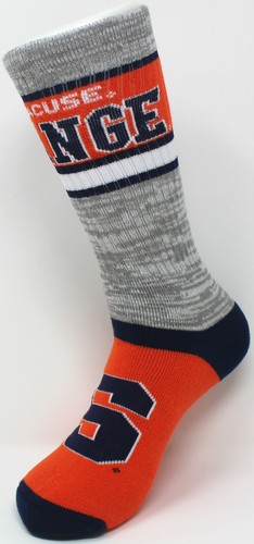 Syracuse Orange NCAA FBF For Bare Feet Double Deuce Gray Knit Crew Socks *Large - Picture 3 of 5