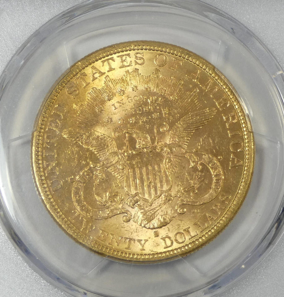 Cabeza Liberty 1877-S Oro $20 Doble Águila CERTIFICADA GRADUACIÓN PROFESIONAL MS 61 Foto 3 de 4