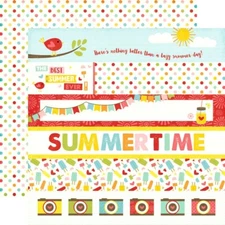 Happy Summer Echo Park 12 x 12 Cardstock Border Strips Cut aparts Summertime Fun