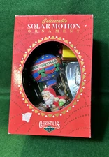 Vintage Collectible Solar Motion Christmas Ornament Santa In Hot Air Balloon
