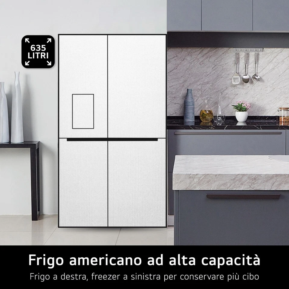 Lg Frigorifero Americano 635 L Cl.E NoFrost Argento GSGV81PYLL.APYQEUR InstaView - Immagine 3 di 4