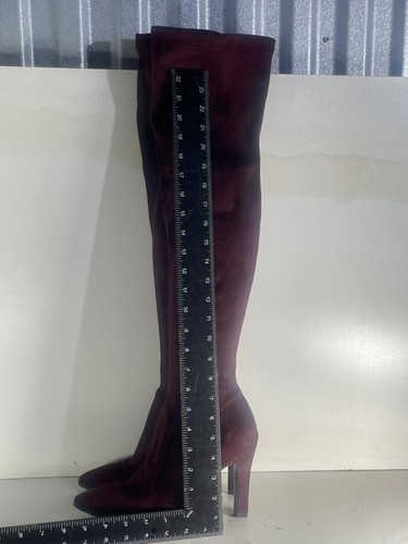 Ladies Women's Boots Size 6(39) Used Burgundy Suede Over the knee Boots --E67 - Picture 3 of 9