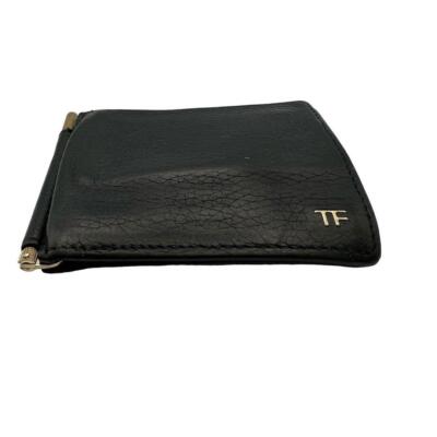 TOM FORD Money Clip Leather Wallet Card Case Holder Black