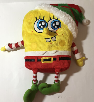 Spongebob Squarepants Plush Santa Elf Macys 2014 Yellow Toy 18'' Christmas Pillow
