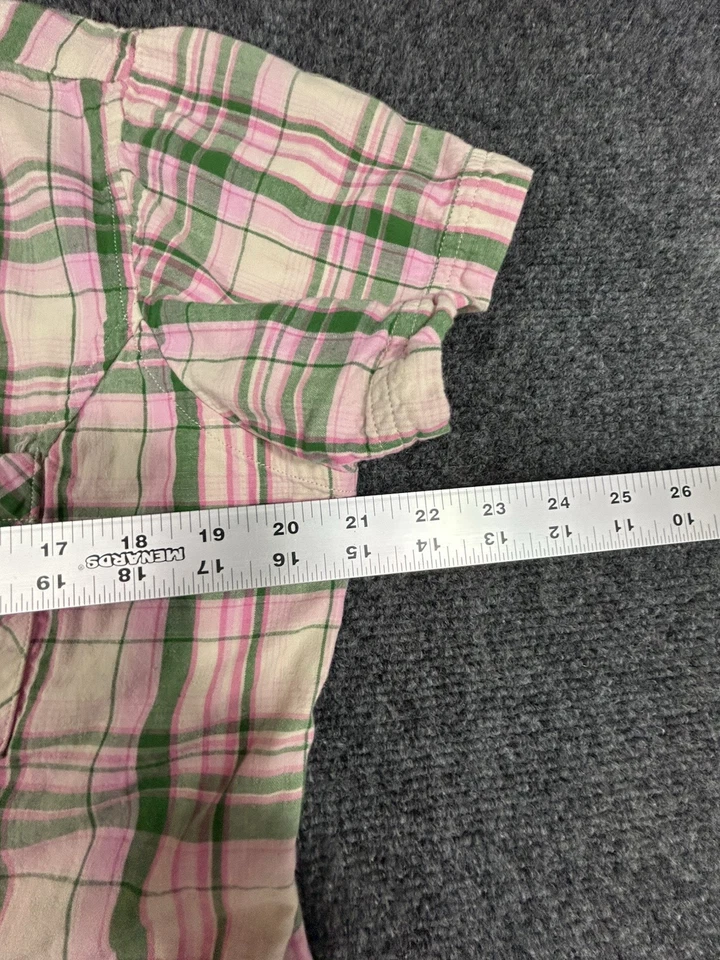 John Deere Mujer L 100% Algodón Rosa Forrado Manga Corta Abotonada Western Ranch Foto 4 de 4