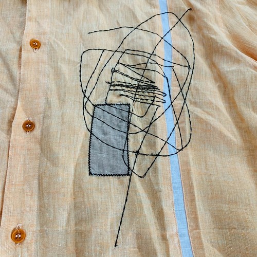 Torras Long Sleeve Button Up Dress Shirt 100% Linen Abstract Shirt Mens XXL 48 - Picture 2 of 10