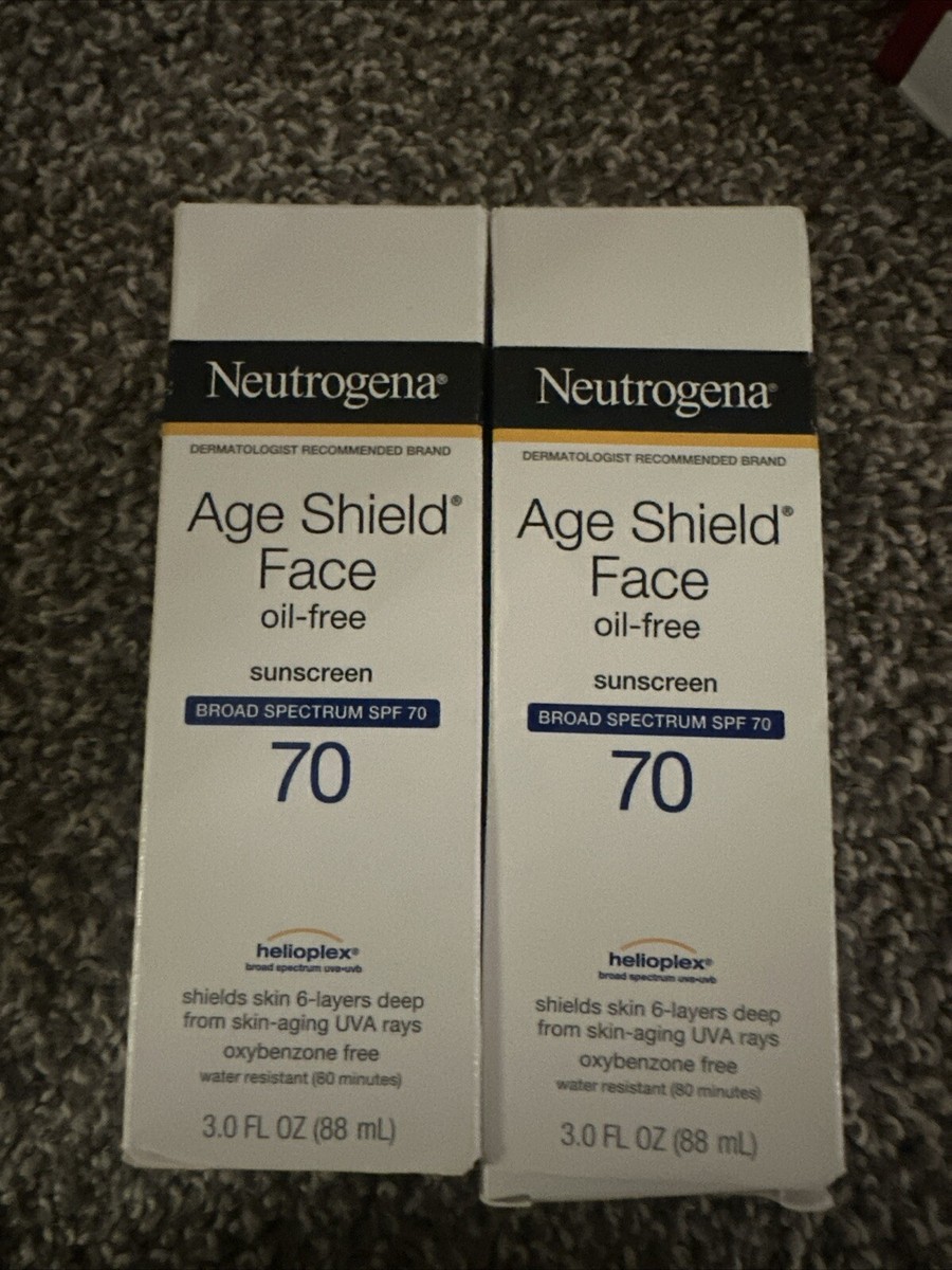 2X Neutrogena Age Shield Face Sunscreen Oil-Free SPF 70 3oz