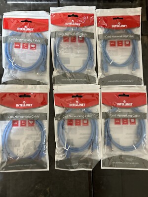 6 Pack Of Cables Intellinet 342582 3ft Blue Cat6 Snagless Patch Cable-Free Ship