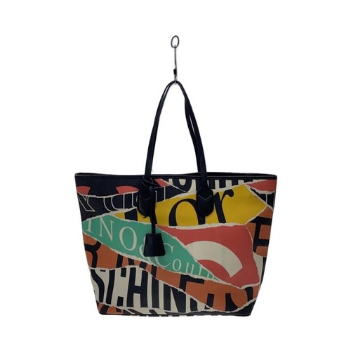 MOSCHINO Tote Bag PVC Multicolor 31x34-48cm Logo Pattern Authentic Pre-owned