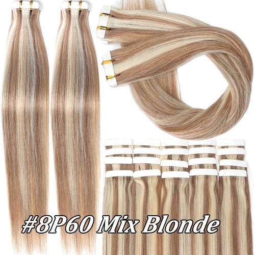 Russian 100% Tape In Remy Human Hair Extensions Skin Weft Taped On Extension USA - Picture 48 of 50