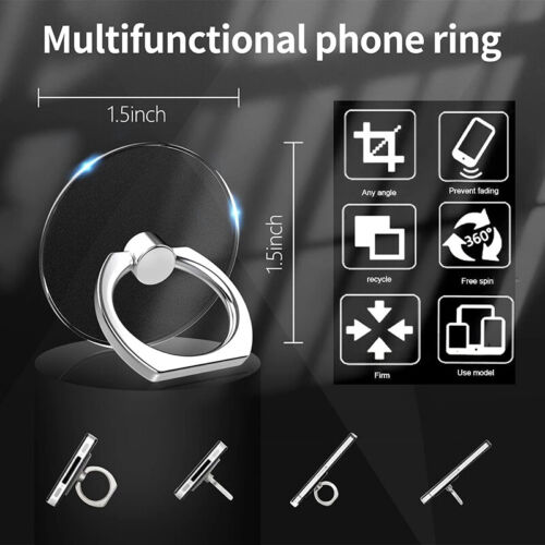 Transparent Cell Phone Ring Holder Stand 360° Degree Rotation Clear Kickstan QM - Photo 1 sur 16
