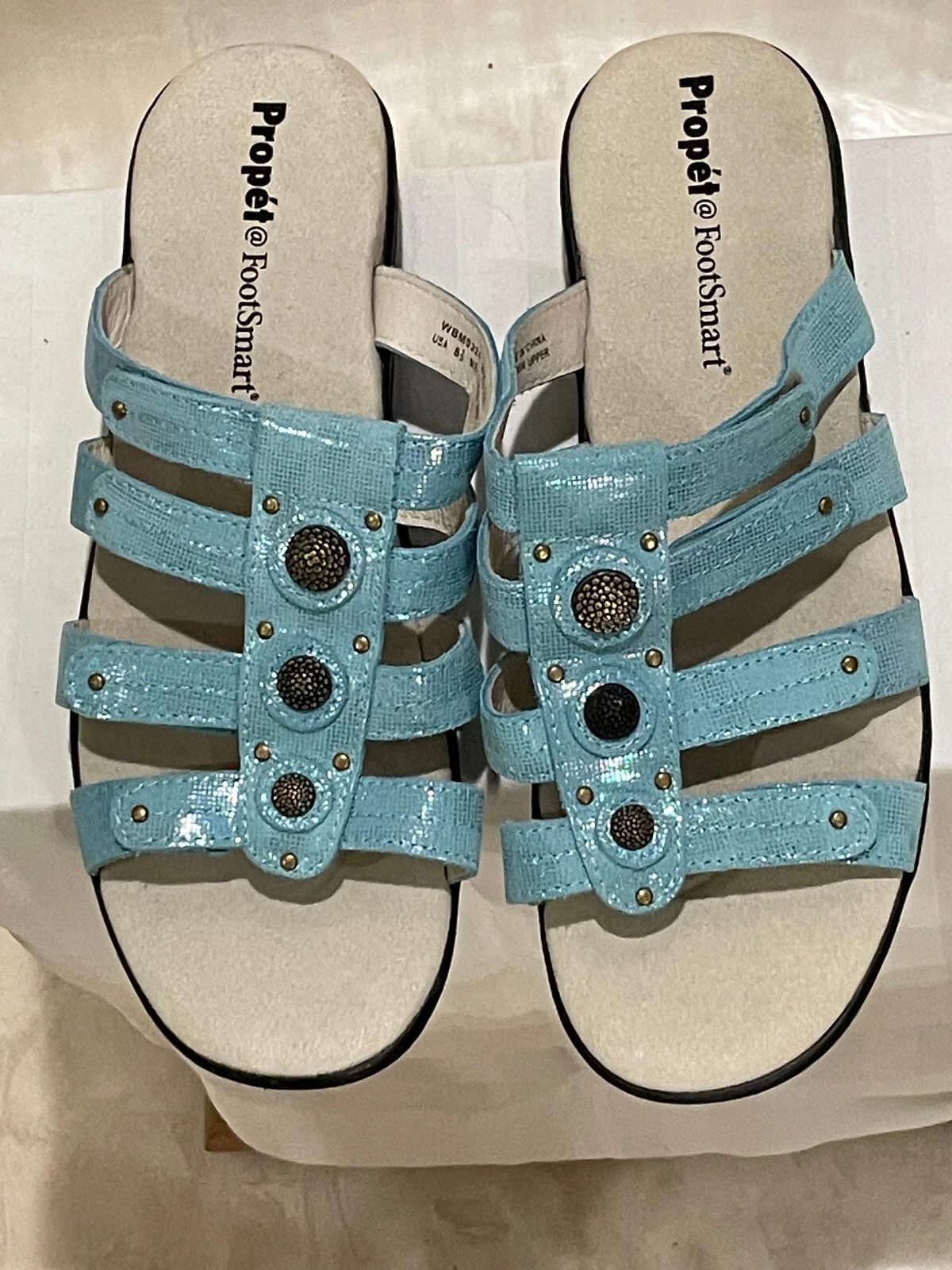 Womens Propet Comfort Leather Slides Lightweight Flat Sandals Cute Slip Ons