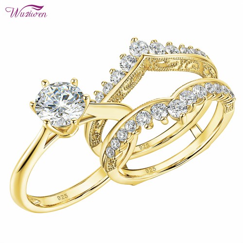 Wuziwen Women Wedding Ring Guard Enhancers Engagement Rings Sterling Silver Gold - Picture 10 of 25