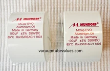 PAIR - TWO Mundorf MCap EVO Aluminum Oil Capacitor Cap 100uf 100 uf 350VDC