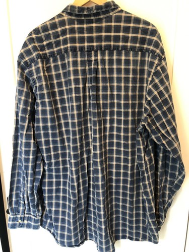 Vintage TRADER BAY 2XLT Blue Tan Mens Plaid Long Sleeve Shirt Tall VTG 90’s - Picture 13 of 22