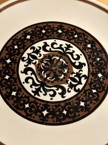 Royal Overture Cavalier Ironstone Dinner Plate Black & Brown Design USA Vintage - Picture 5 of 13