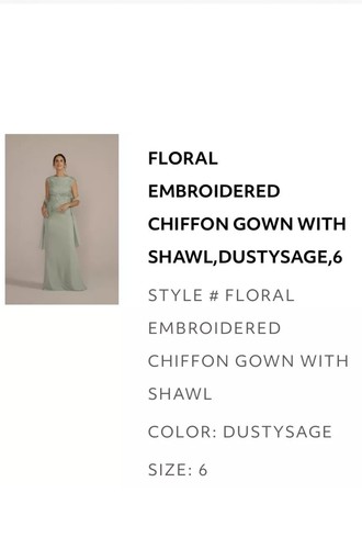NWT floral embroidered chiffon gown with shawl - Bild 2 von 2