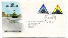Malaysia National Issues 1966 National Monument set used on illustrated f.d.c.