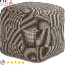 Handcrafted Cotton Polyester Pouf Eco-Friendly Footrest Durable Seating Option