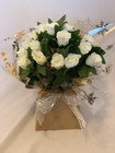 Christmas Silk Flower Box Bouquet Gift White Rose