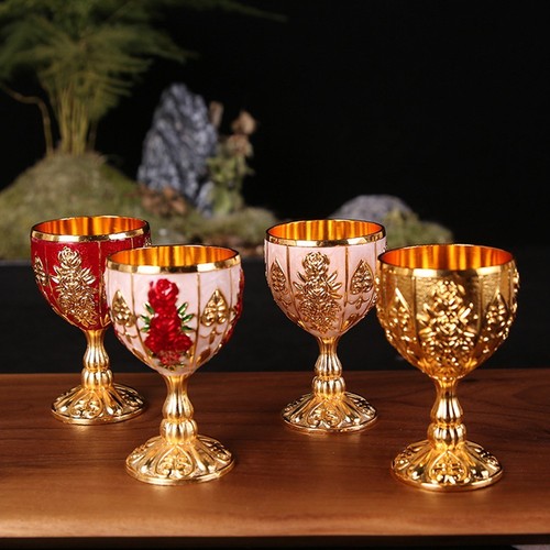 Handmade Retro Vintage Wine Cup Antique Alloy European Style Goblet Decor - Photo 2/13
