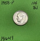 1958 Roosevelt Dime 10c BU Uncirculated Mint State 90% Silver