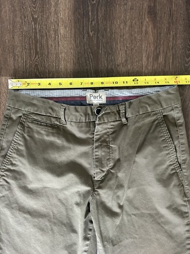 Perk Pants Mens 33x30 Green Slim Fit Stretch Chino Preppy Golf Huckberry - Picture 4 of 7