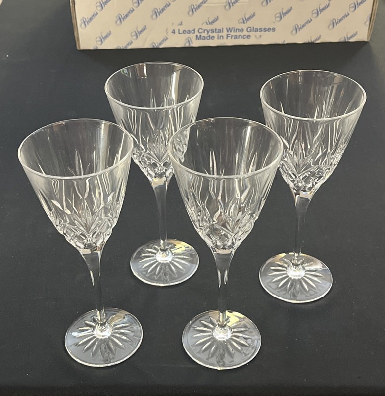4 Princess House ~ LEAD CRYSTAL WINE GLASSES 743 - UNUSED IN BOX MINT