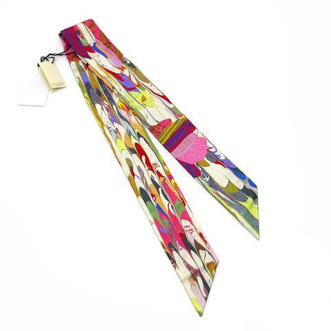 Hermes Twilly Seidentuch Marmor Seide Kyoto Design Rosa Multi 2x34 Zoll Selten Verpackt - Bild 2 von 4