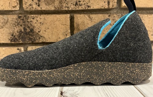 ASPORTUGUESAS City Charcoal & Aqua Slip On Wool Shoes Bootie Size 40 Comfort - Picture 8 of 12