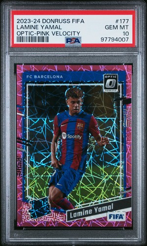 Lamine Yamal [Pink Velocity Optic] #177 2023 Panini Donruss card
