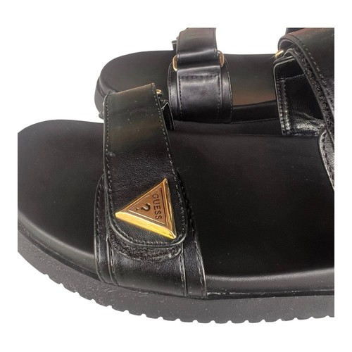 Guess Sandals Black WGWesleys-C Hook & Loop Gold Hardware Triangle Logo 10M - Imagen 5 de 10