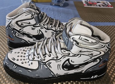 Nike Air Force 1 Mid Cartoon Men's Custom Leather Sneakers By Bobzilla Designs 