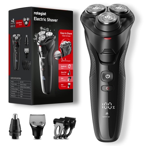 Electric Razor for Men, Rechargeable Shaver, Waterproof Wet Dry Cordless, Adj...