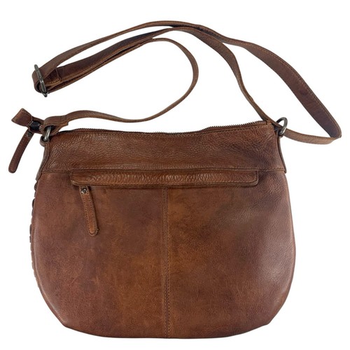 Vilenca Holland Genuine Leather Woven Hobo Shoulder Crossbody Bag Boho Cognac - Picture 7 of 17
