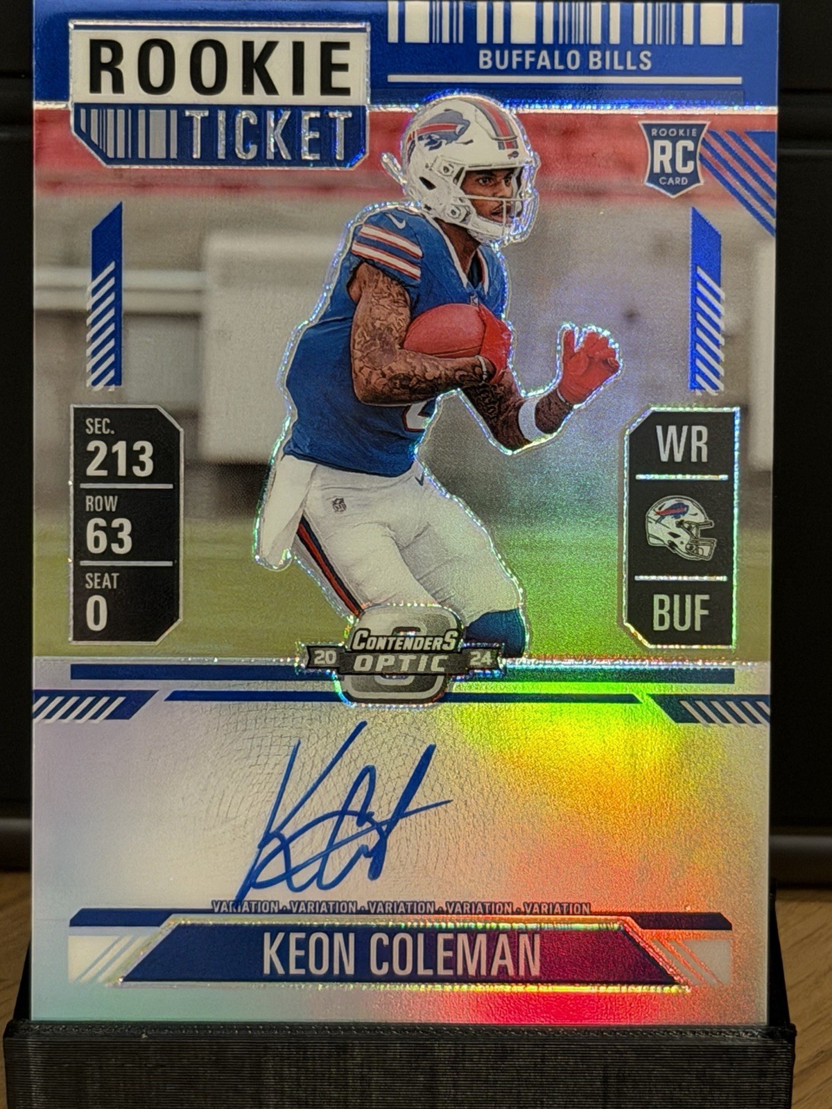 Keon Coleman 2024 Contenders Optic #117 Rookie Ticket Auto Variation -Blue 35/50